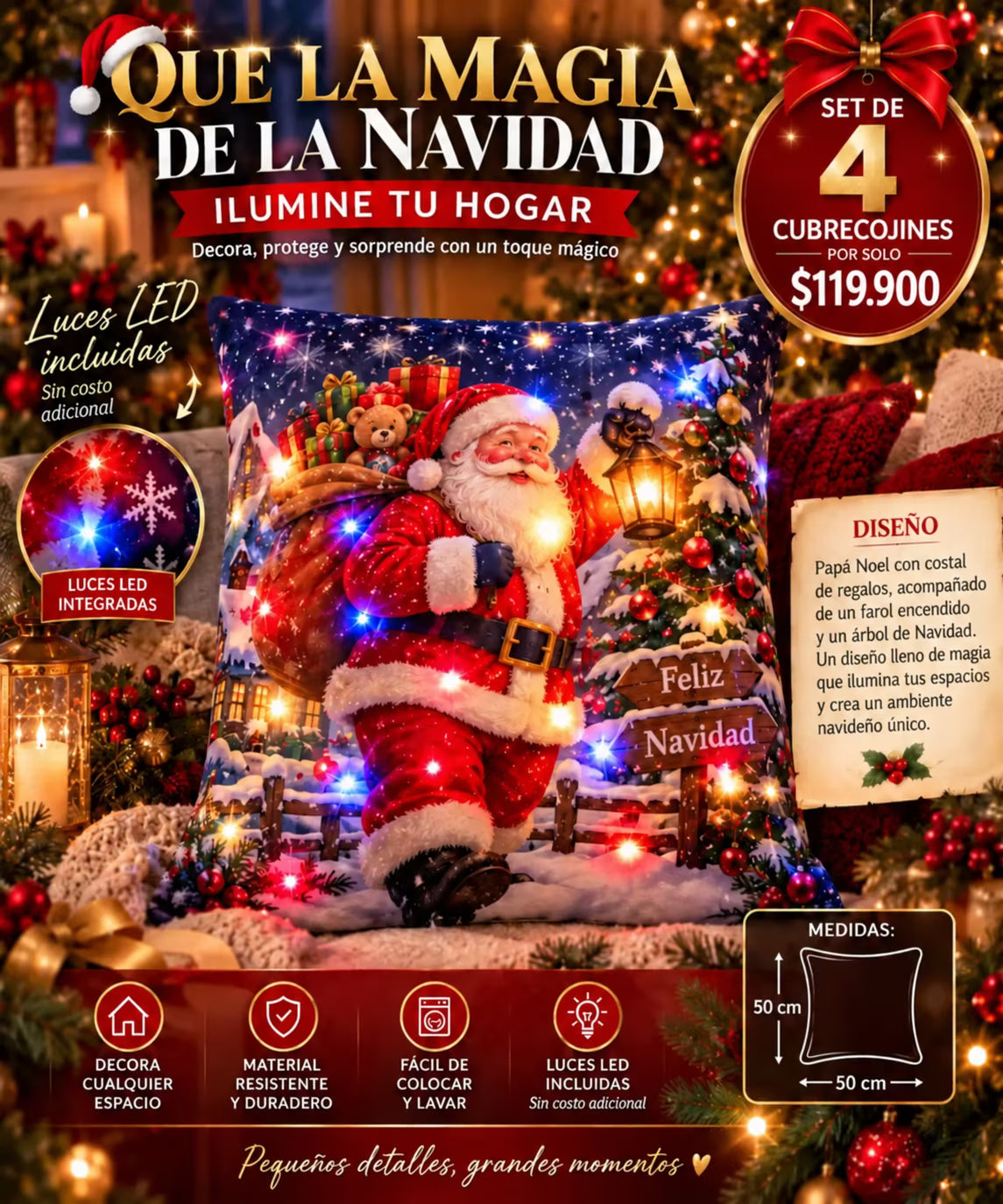 Fundas para cojines con luces led