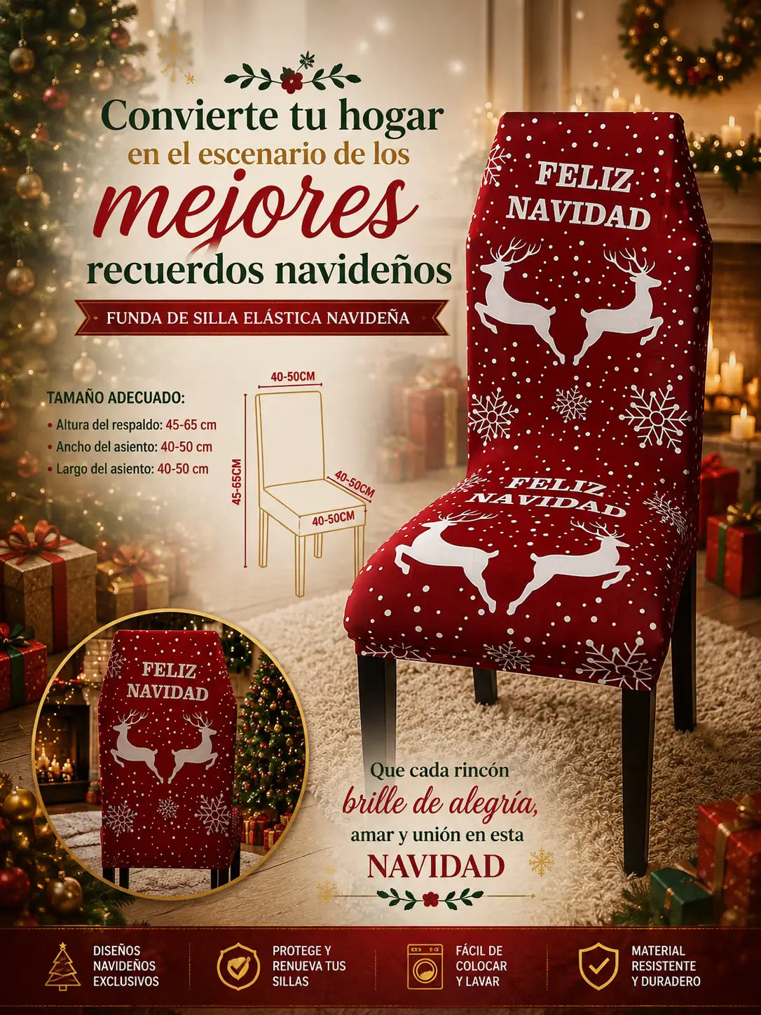 FUNDAS PARA TUS SILLAS- ¡Esta Navidad, transforma tus sillas y llena tu hogar de magia!