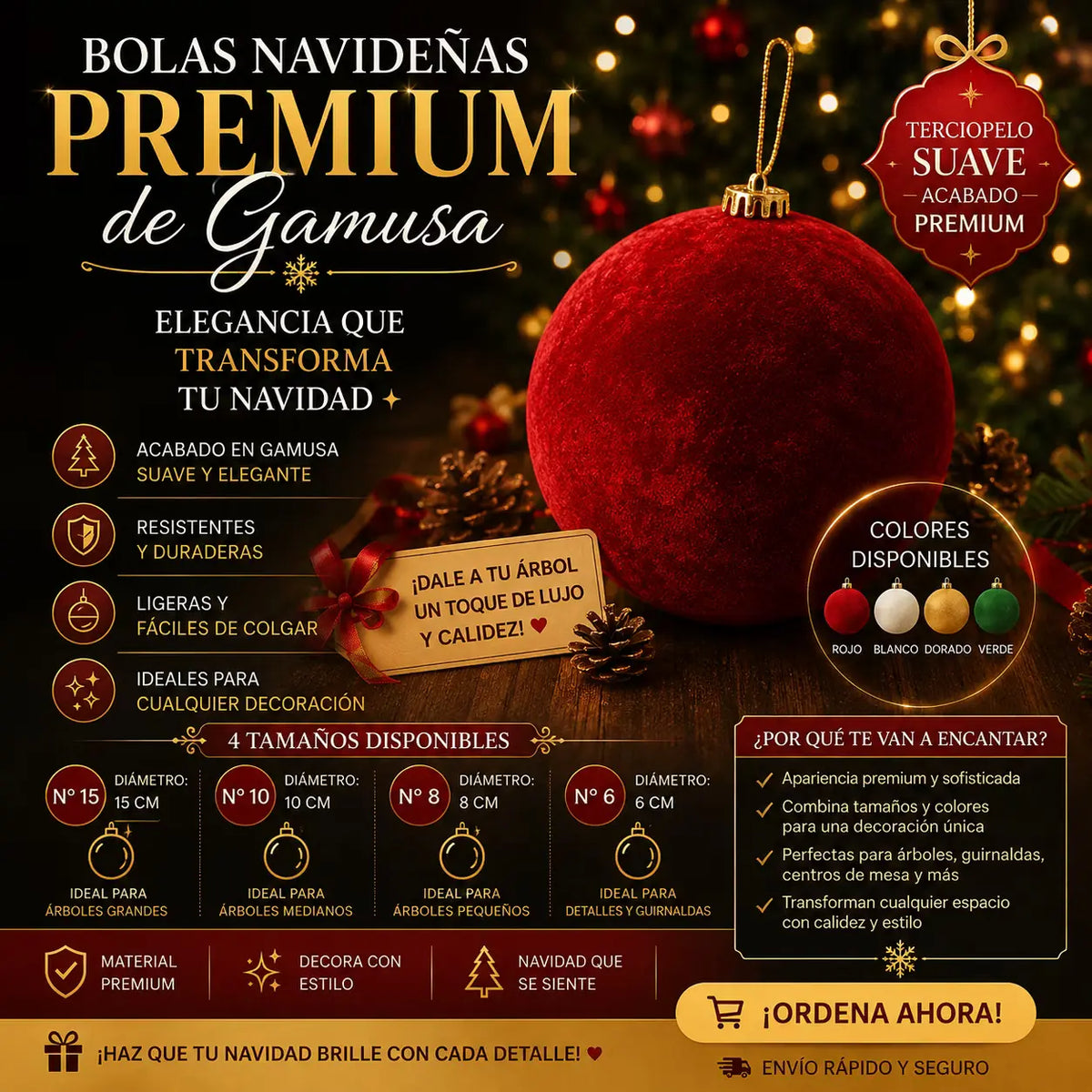Bolas de gamusa navideñas