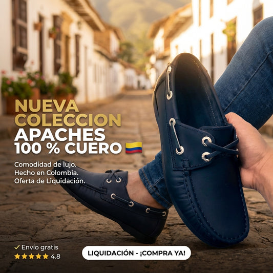 Apache Negro Plateado- 100% Cuero Genuino